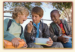 male students at lunch