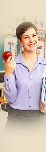 teacher with apple